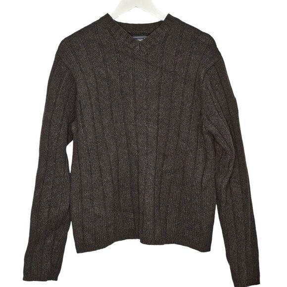 Vintage Abercrombie & Fitch 90's Green Wool Fisherman Cable Knit Sweater Size XL - Picture 1 of 5